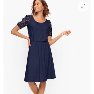 NWT Talbots Petite SLUB KNIT EYELET DETAIL DRESS